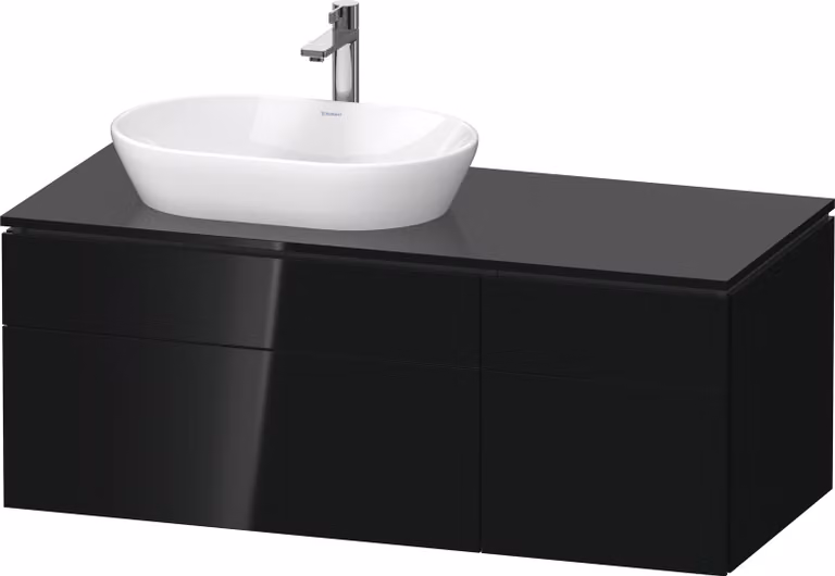Duravit L-Cube Meuble sous-lavabo en console suspendu, avec plan de toilette en console, 4 tiroirs, vasque à gauche, 1220x482x550mm, LC4876040400000, LC4876040400000