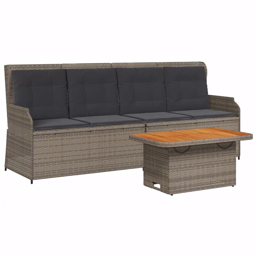 Set Divani da Giardino 3 pz con Cuscini in Polyrattan Grigio