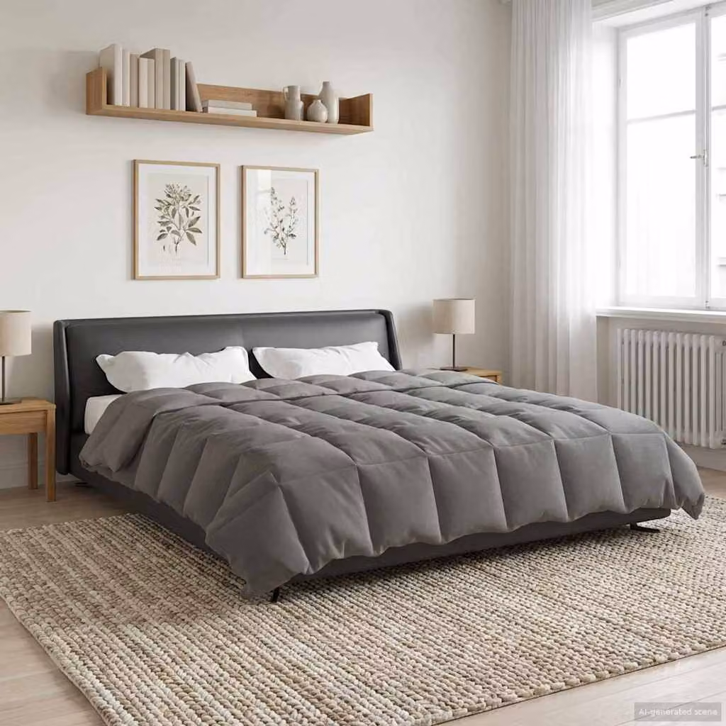 vidaXL Piumone Invernale in Microfibra Traspirante e Reversibile, Grigio, L 220 x P 260 cm
