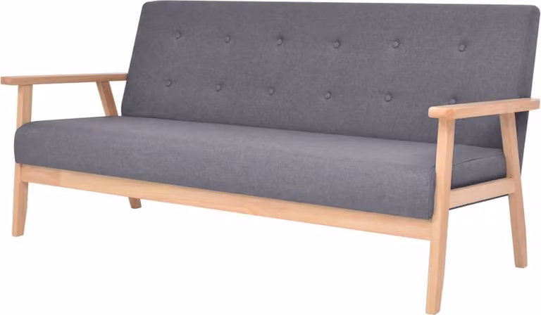 Set di Divani 2 pz in Tessuto Grigio Scuro