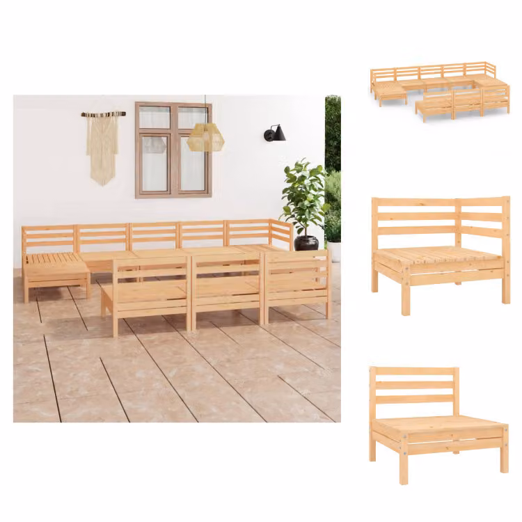 vidaXL Set da salotto da giardino 10 pezzi in pino massiccio - Set di mobili da giardino