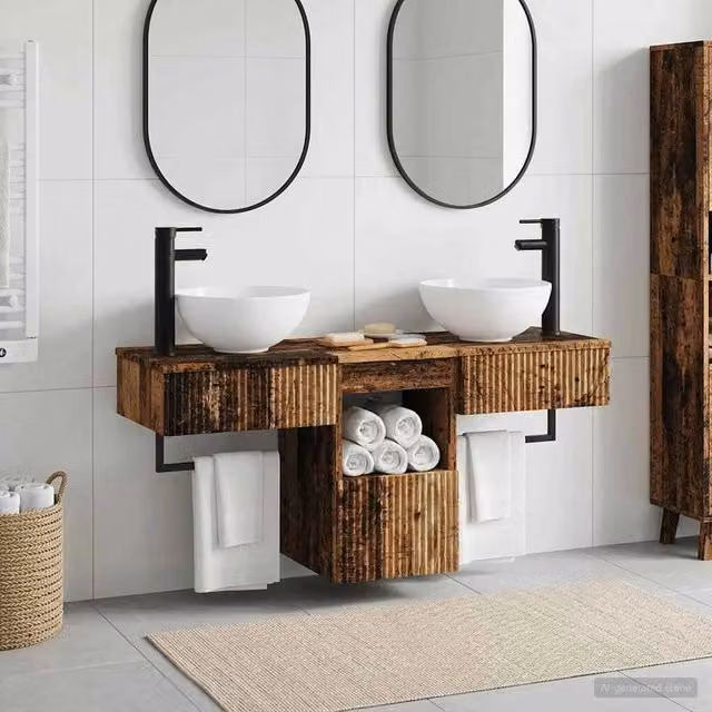 Set di mobili per il bagno 3 pz Legno antico 3405585