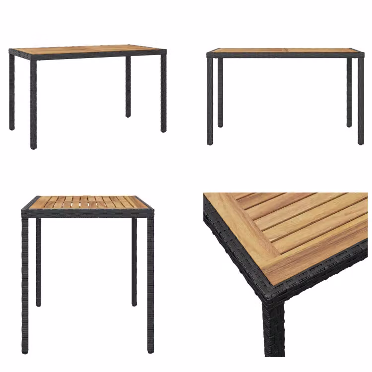 vidaXL Tavolo da giardino nero e marrone 123x60x74 cm Legno massiccio di acacia - Tavolo da giardino - Tavoli da giardino - Tavolo da esterno - Tavoli da esterno