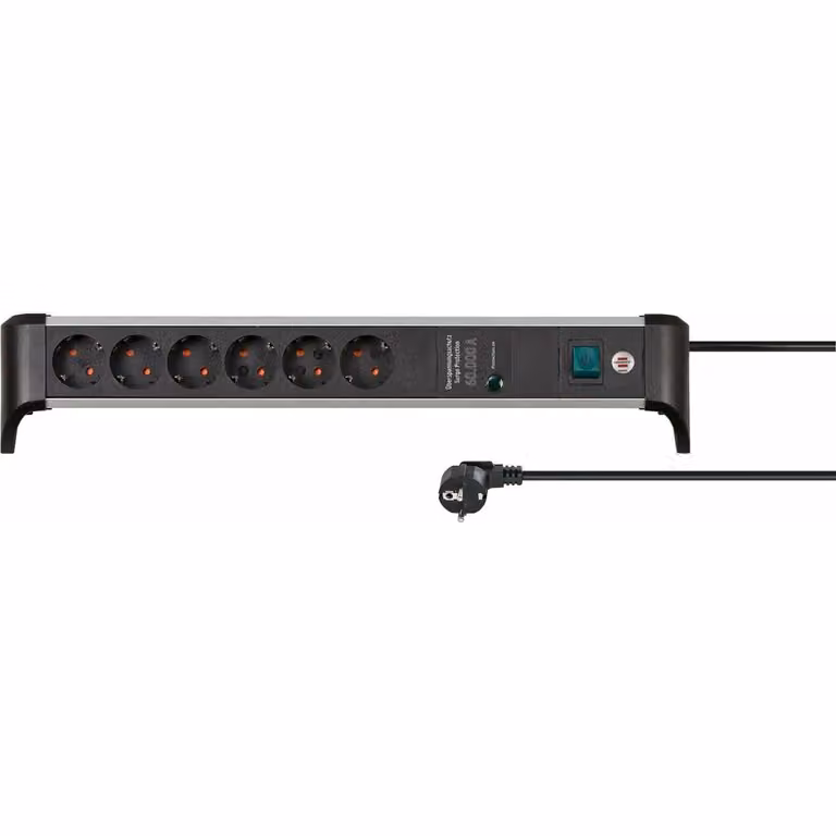 brennenstuhl 1391020600 brennenstuhl Alu-Office-Line 6-fach Steckdosenleiste mit Überspannungsschutz 51,0 cm schwarz