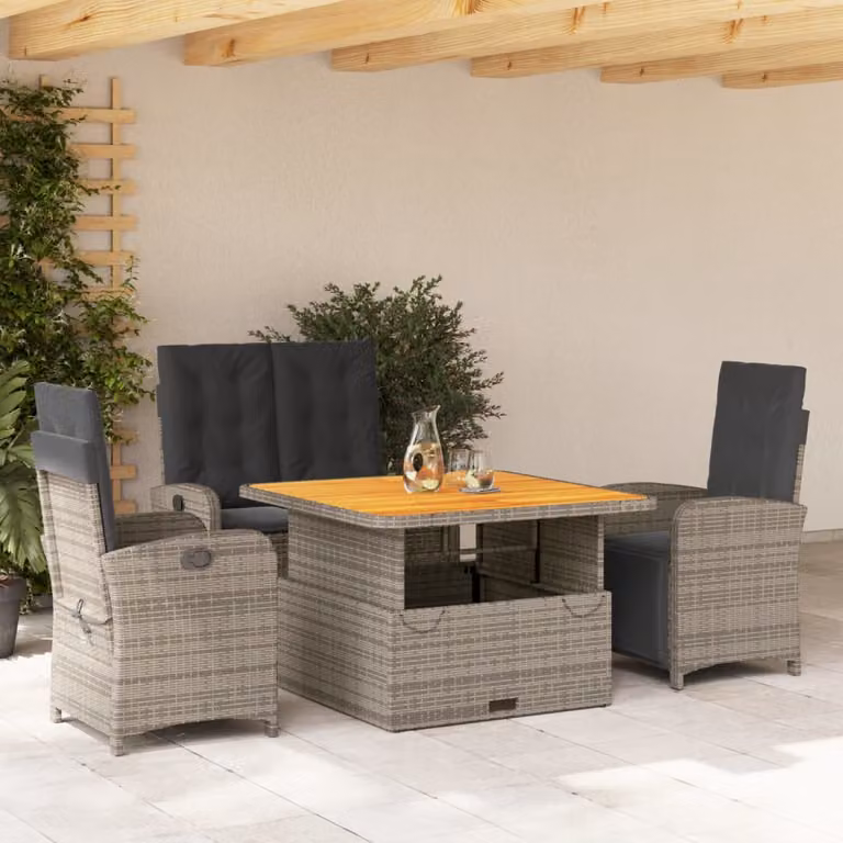 Set da pranzo da giardino vidaXL in legno di acacia oliato con 4 sedie, colore grigio e marrone