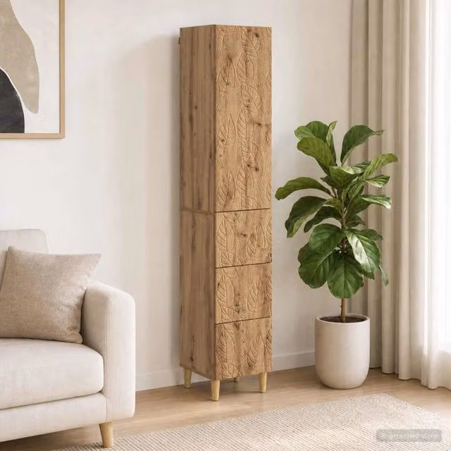 Set di 2 armadi moderni vidaXL in legno marrone lucido L/P/H: 33 x 34,5 x 90 cm – 1
