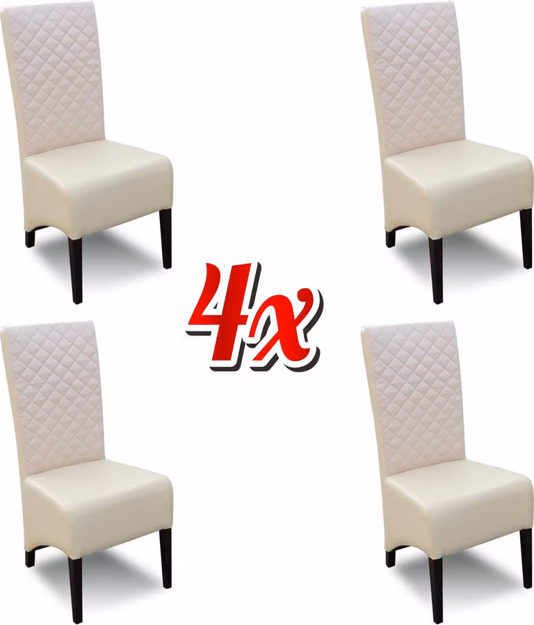 Gruppe 4xStuhl Set Stühle Garnitur Leder Design Gepolsterte Esszimmer Stühle
