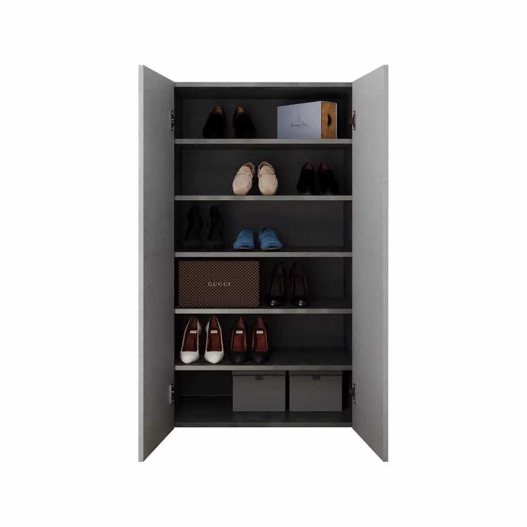 Armadio Multiuso DMORA Floro con 2 Ante e 5 Ripiani, Grigio Cemento, L: 63 cm, H: 114 cm – 2
