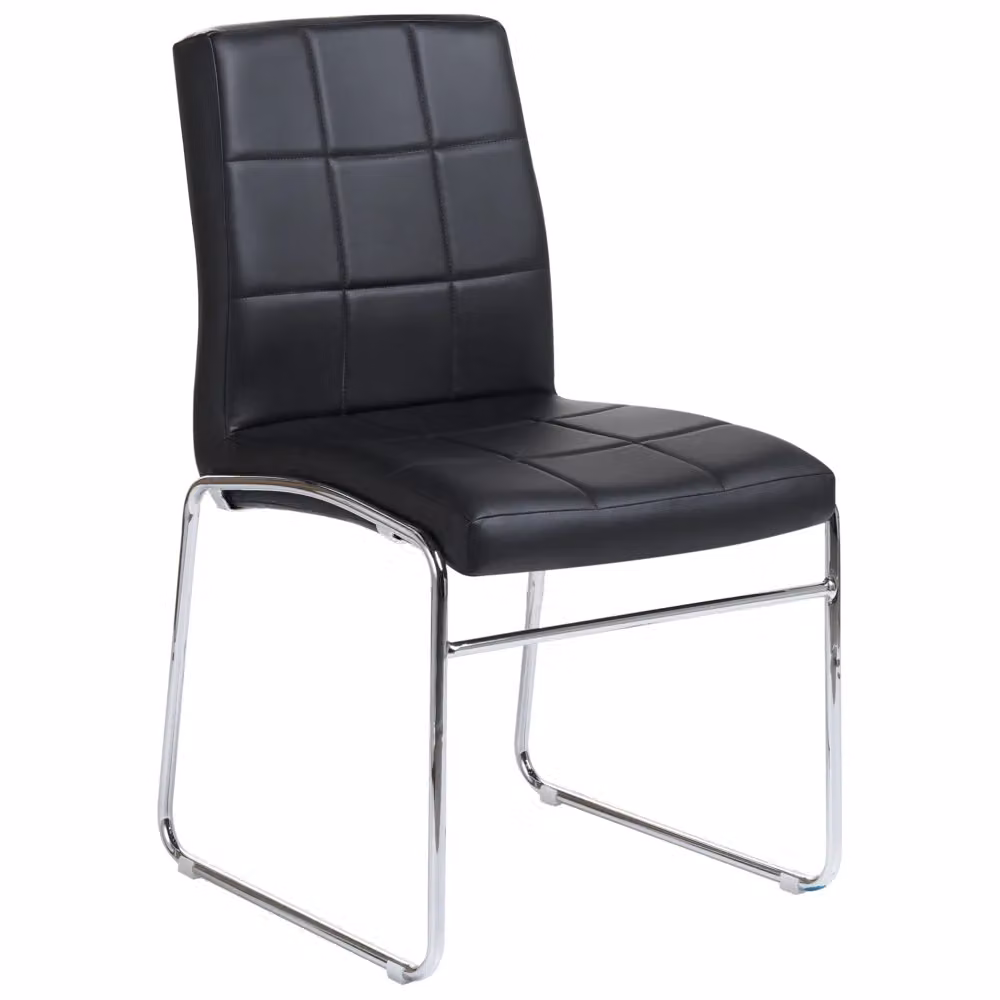 Set di 2 Sedie da Pranzo Beliani in Ecopelle Nera con Gambe in Metallo – 2