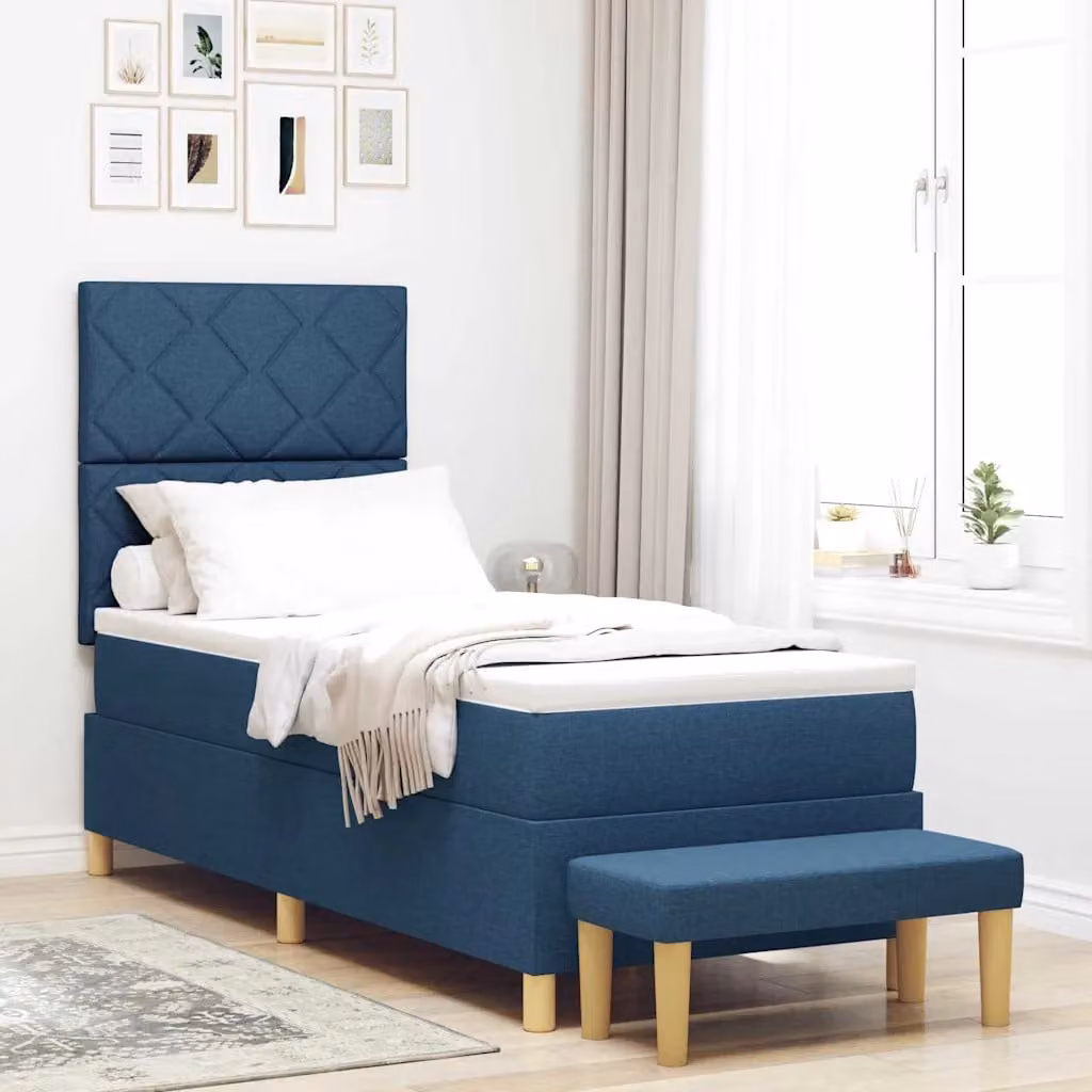 Letto a molle con materasso vidaXL in tessuto blu L: 200 cm, P: 80 cm, H: 128 cm – 1