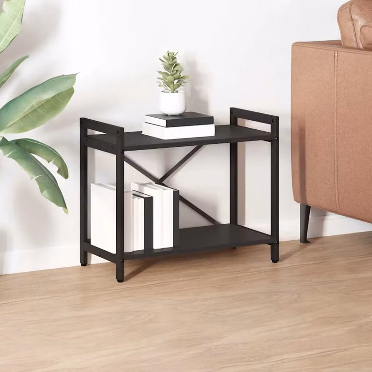 Libreria industrial vidaXL in legno e metallo, colore nero e marrone, L 60 x P 30 x H 50 cm