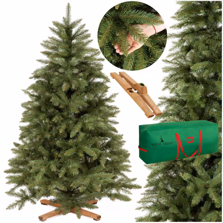 Albero di Natale artificiale Royal Trees® da 180 cm – Abete rosso scandinavo | Albero di Natale folto | Albero di Natale di alta qualità con supporto in legno e custodia inclusi