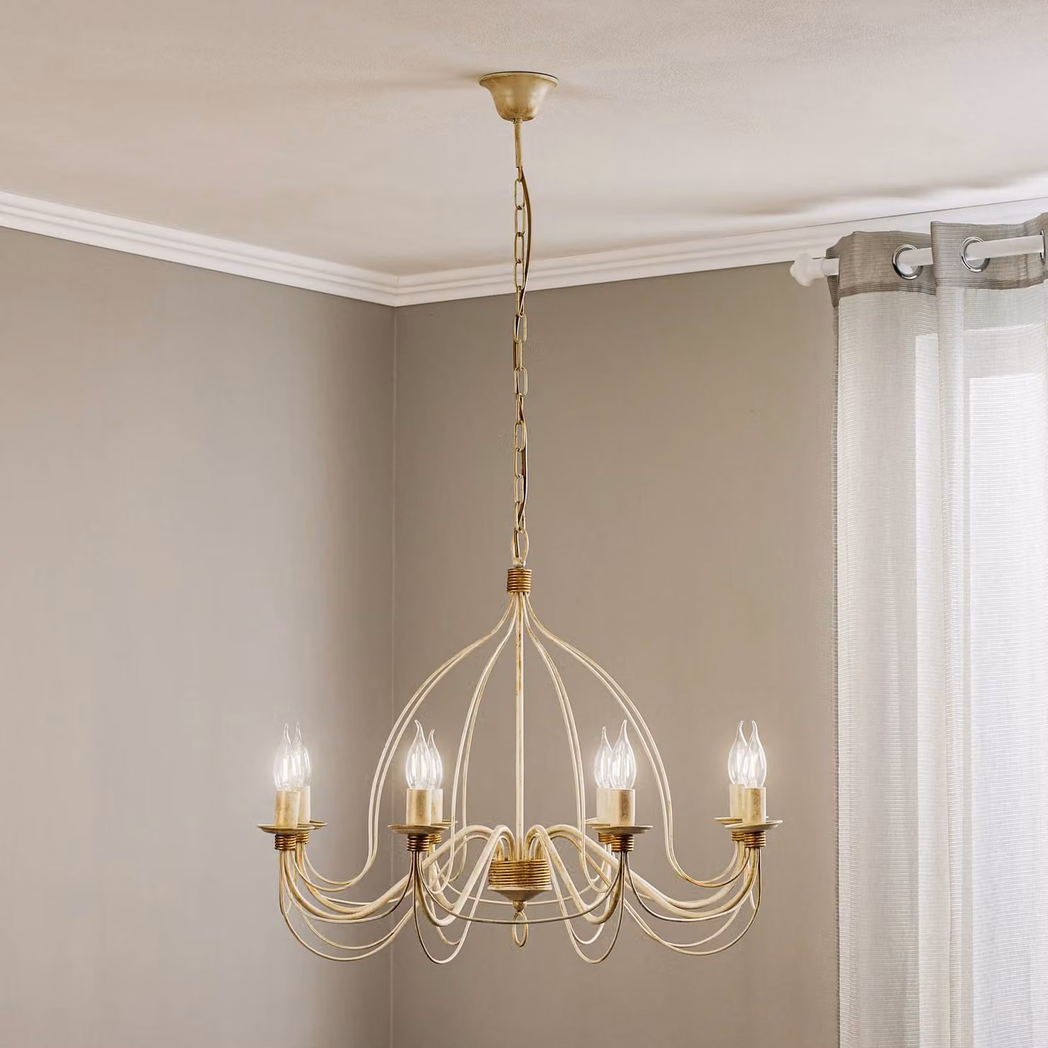 Kögl Lampadario a soffitto Filo, dimmerabile, Bianco / Opale, Soggiorno / Sala da pranzo, Metallo, Antico, Lampadario