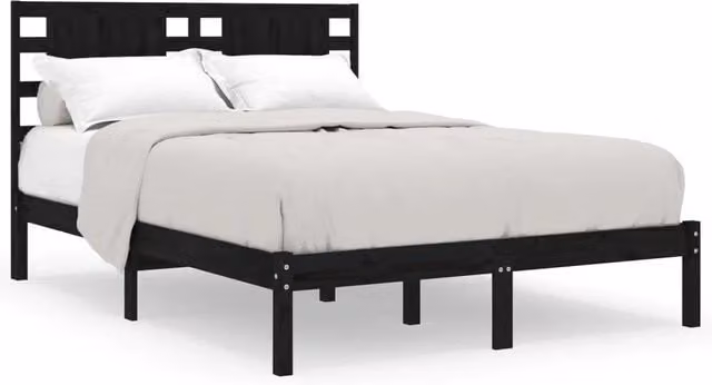Letto matrimoniale in legno massello di pino nero con doghe fisse L: 140 cm, P: 190 cm, H: 146 cm – 1