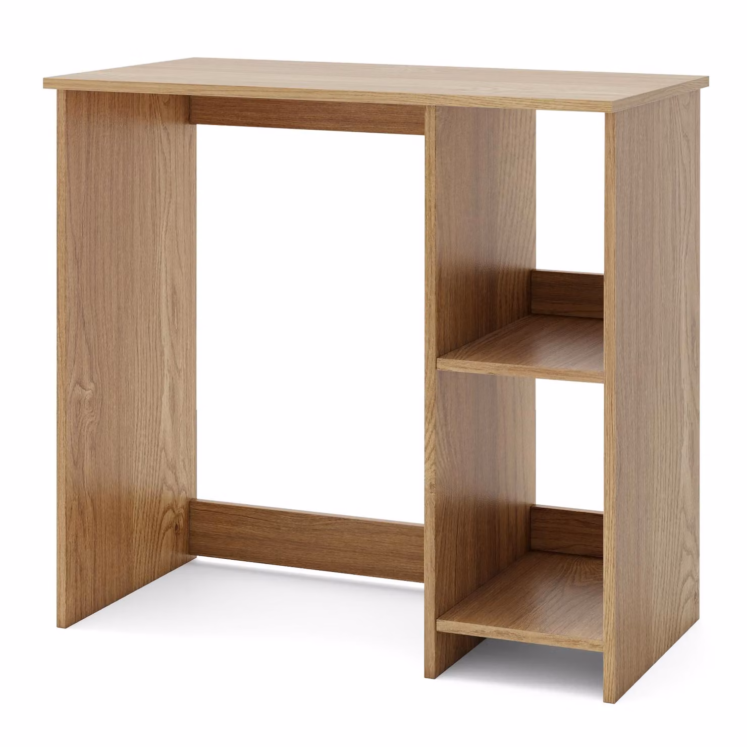 COSTWAY 80 x 40 x 74 cm Piccola scrivania, scrivania in legno per computer con 2 scomparti, tavolo per PC, tavolo da ufficio per piccoli ambienti, per casa e ufficio, colore naturale