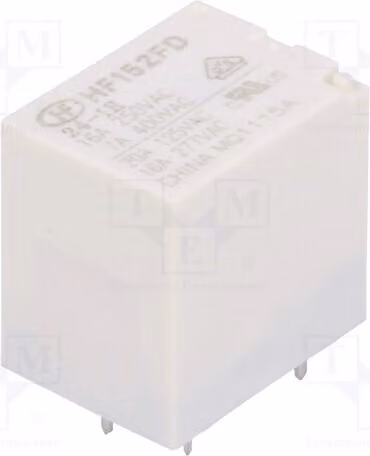 1 relè: bobina elettromagnetica, 24 VDC, 20 A / 125 VAC, modello HF152FD/24-1H