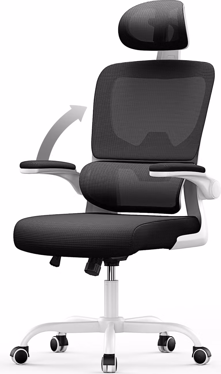 Sedia da ufficio ergonomica - sedia da ufficio con poggiatesta regolabile - braccioli, supporto lombare elastico, regolabile in altezza