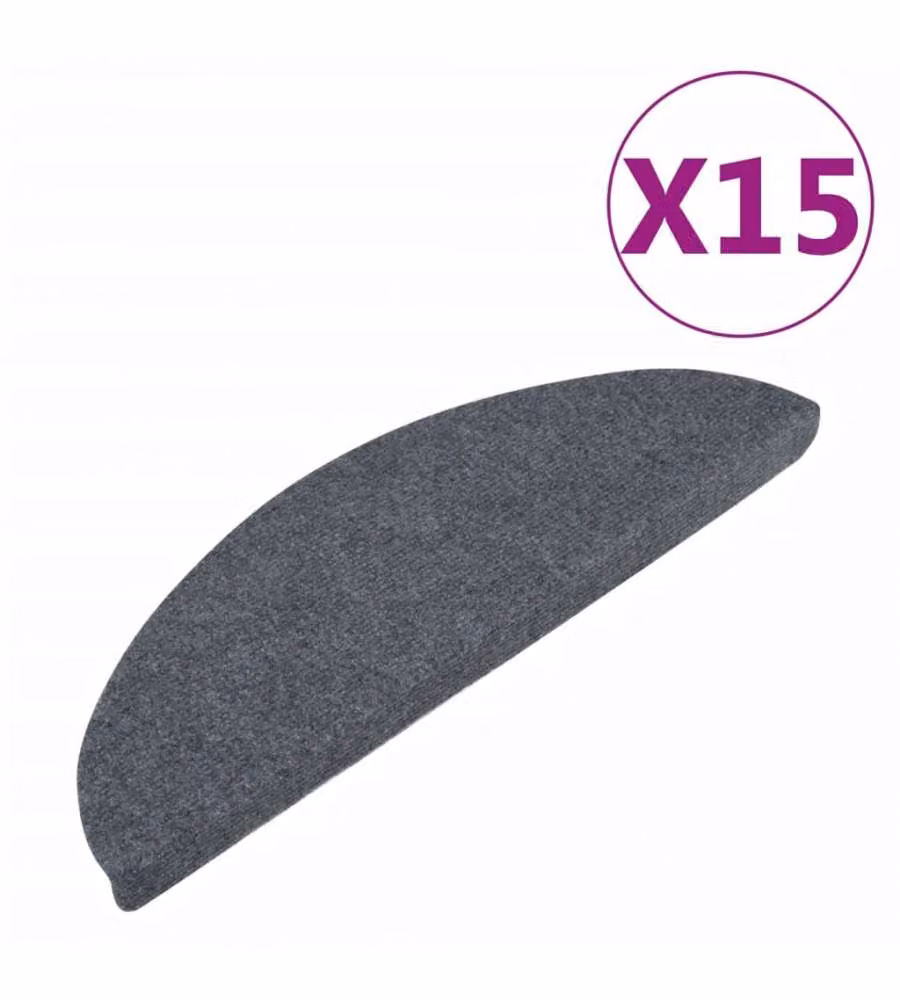 vidaXL Tappetini Autoadesivi per Scale Antiscivolo e Fonoassorbenti, 15 Pezzi, Grigi, L 65 x P 22,5 x H 3,5 cm – 2