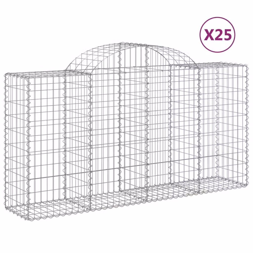 Cesti Gabbioni ad Arco 25 pz 200x50x100/120 cm Ferro Zincato