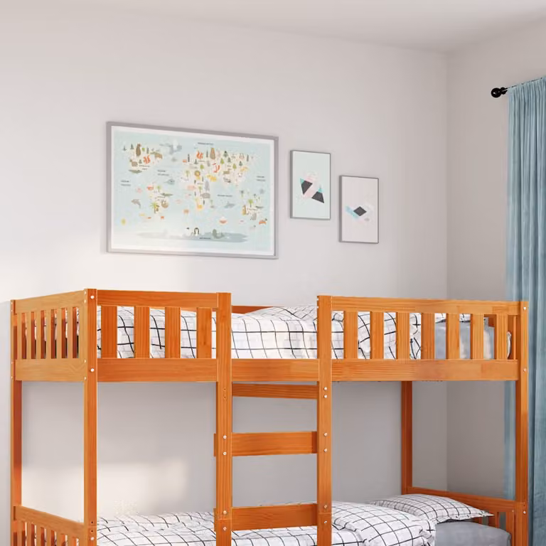 Letto per bambini vidaXL in legno di pino color marrone cera, dimensioni 90x190 cm