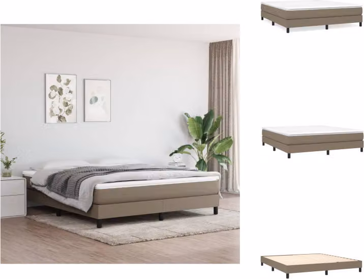 vidaXL Box spring bed taupe 160x200 cm tessuto - Letti e strutture letto