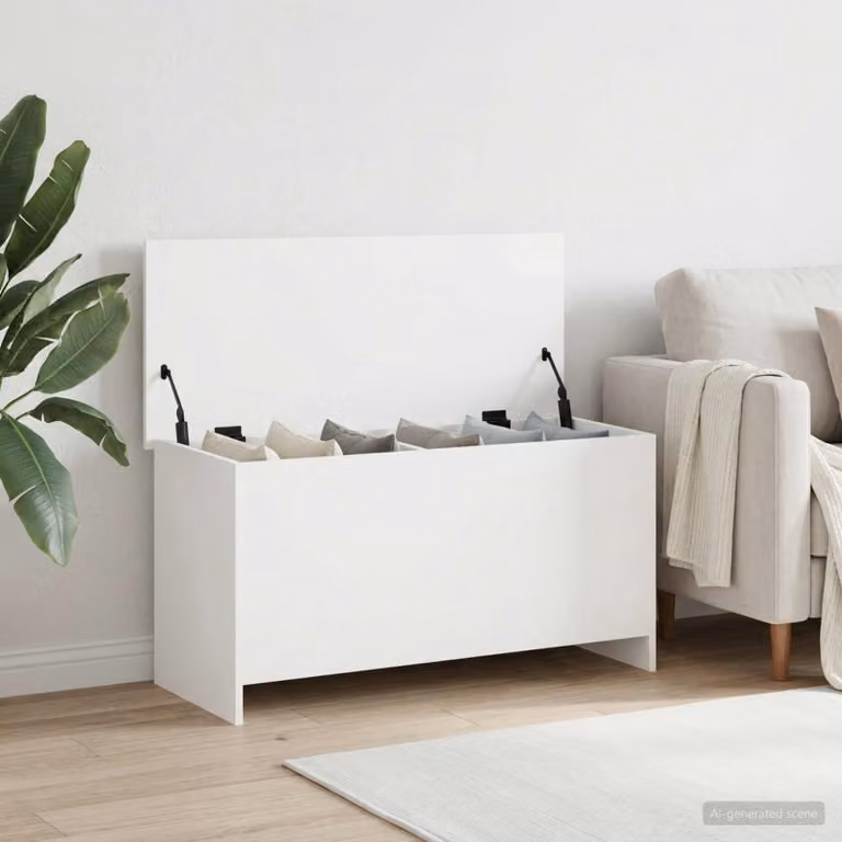 Cassa di stoccaggio moderna vidaXL in MDF bianco L 100 x P 40 x H 50 cm