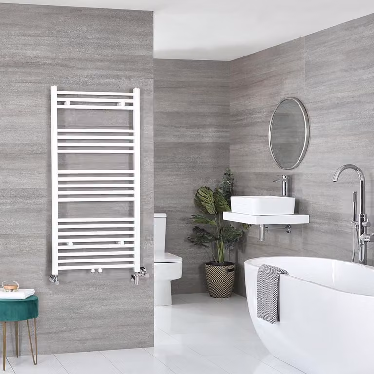 Scaldasalviette Misto Piatto - Termoarredo Bagno Bianco - 1188 x 500mm - 500W - Neva