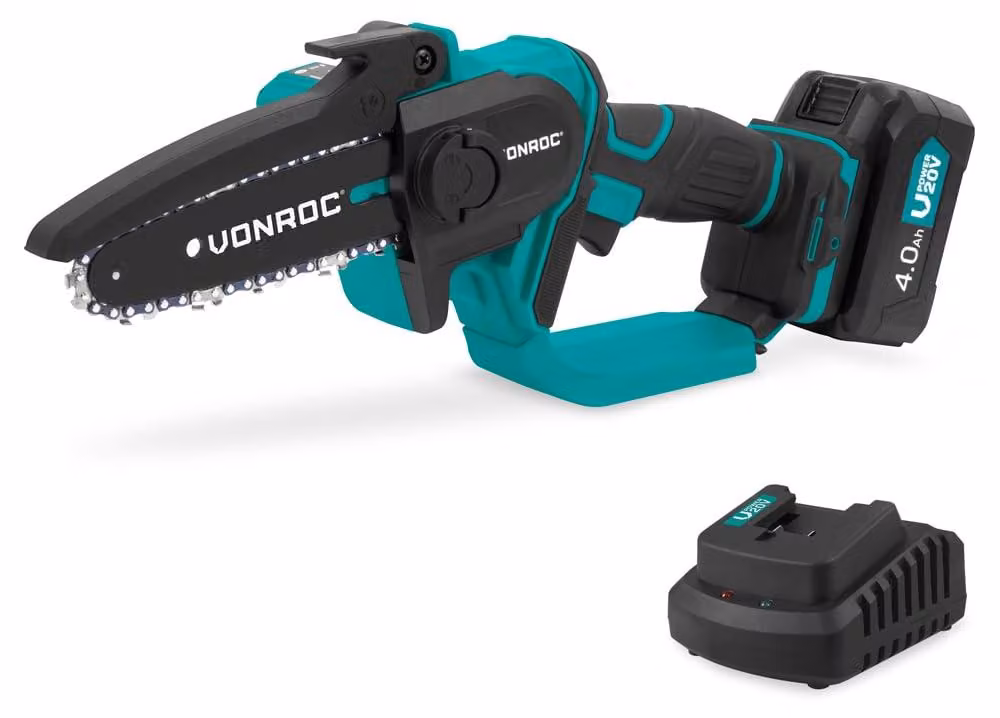 Mini motosega a batteria da 20V - lama da 152 mm - batteria da 4.0 Ah - manico in plastica