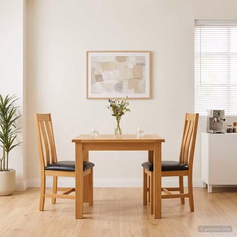 Set di 2 sedie da pranzo moderne vidaXL in legno di quercia massello e similpelle nera