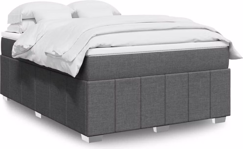Maison Exclusive - Letto boxspring con materasso grigio scuro 140x190 cm Tessuto