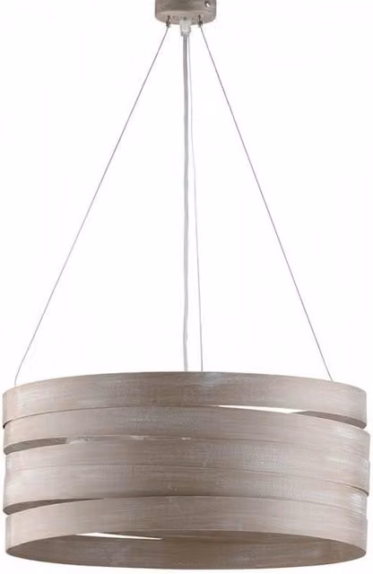 Lampadario a sospensione moderno Mambo Bonetti in metallo e legno beige con altezza regolabile
