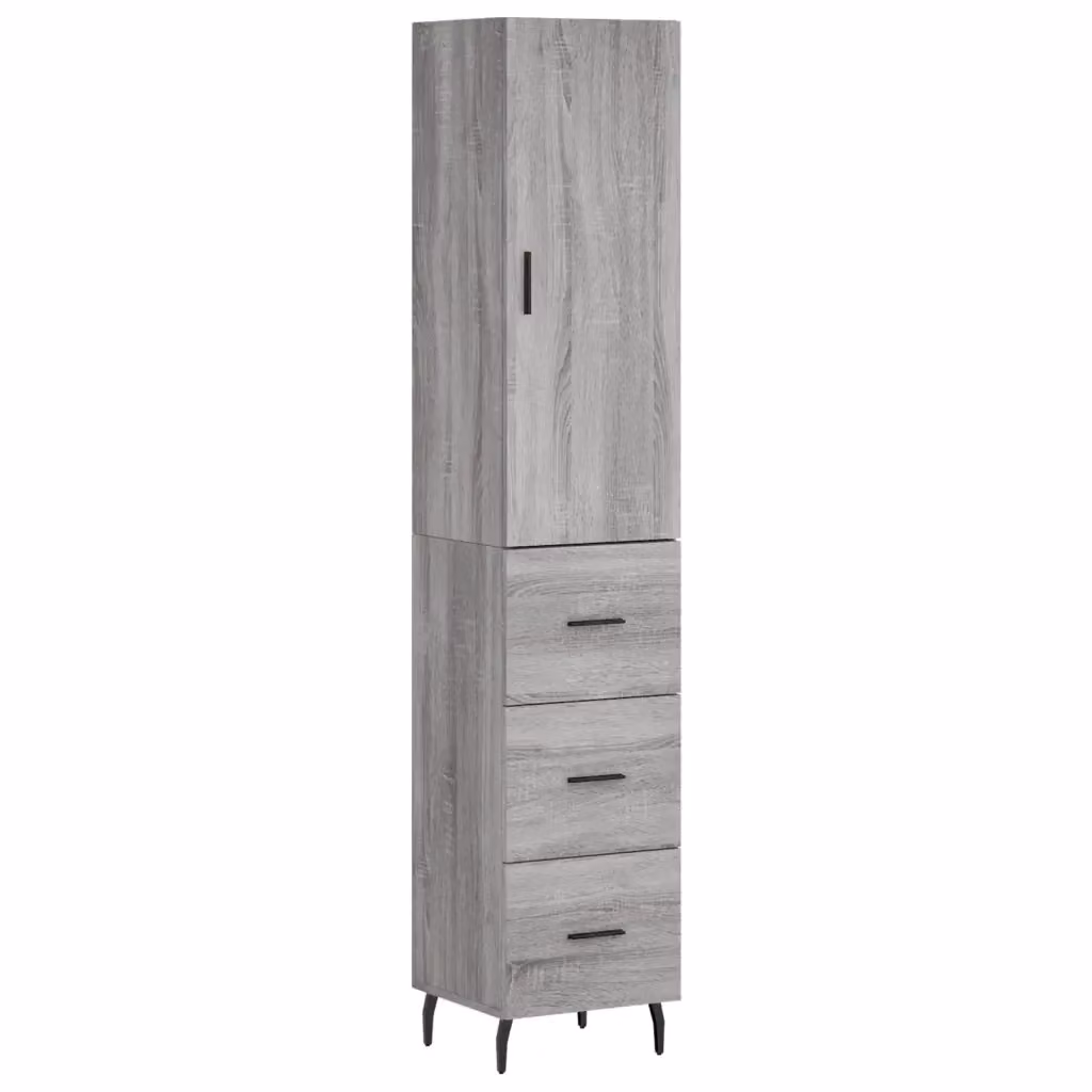 Credenza Buffet Armadio da Cucina Design Mania Grigio Sonoma in Legno e Metallo L/P/H: 34,5 x 34 x 180 cm – 2
