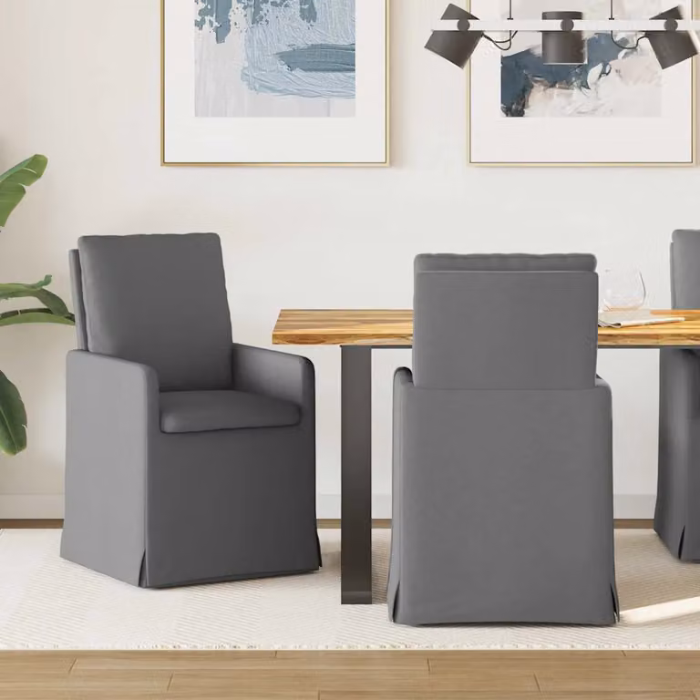 Set di 2 sedie da pranzo vidaXL in tessuto grigio con design moderno L/P/H: 57 x 67 x 98 cm