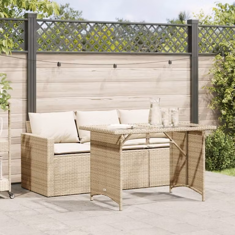 Maison Exclusive - Set da pranzo da giardino 2 pezzi con cuscini in polyrattan beige