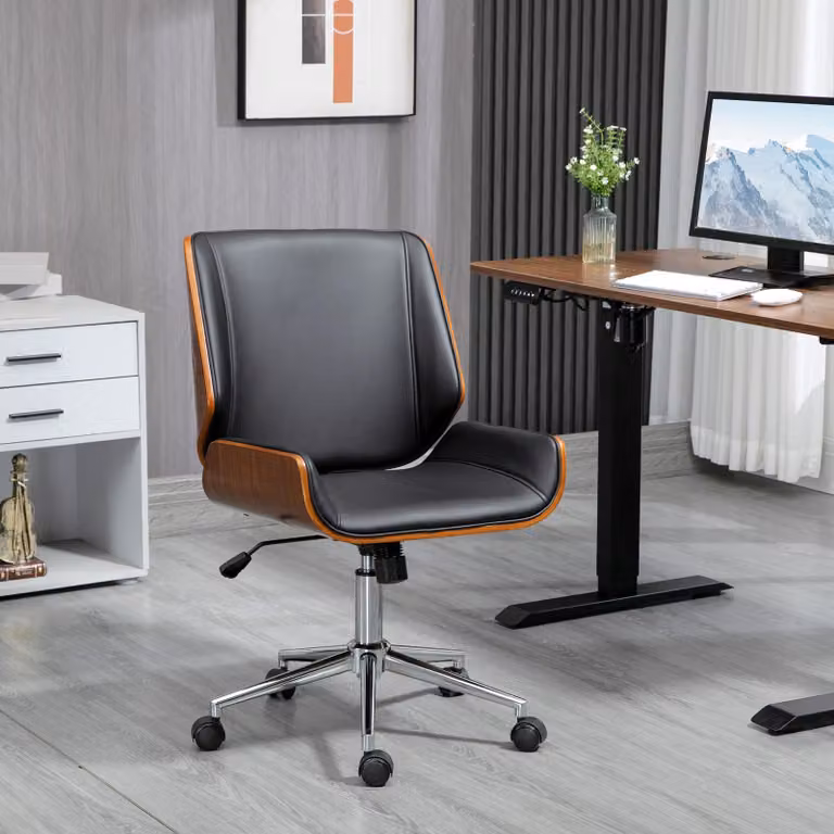 sedia da scrivania okwish sedia girevole da lavoro con funzione di inclinazione, sedia girevole regolabile in altezza sedia direzionale con supporto per lo schienale, nero