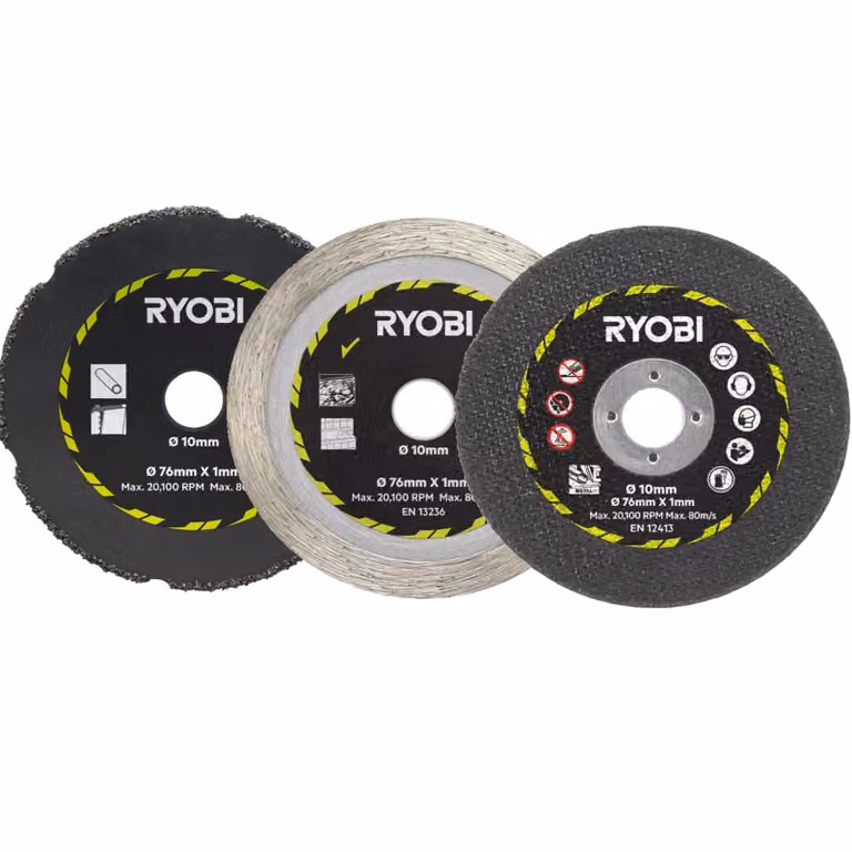 Set di dischi abrasivi RYOBI per metallo, acciaio inossidabile e piastrelle in Vetroceramica
