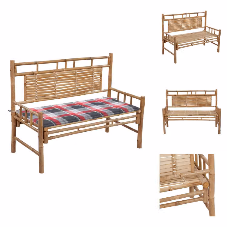 vidaXL Panca da giardino con cuscino 120 cm in bambù - Panche da giardino