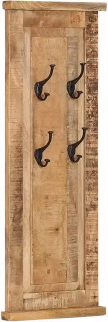 Set di 2 Appendiabiti vidaXL in Legno di Mango e Metallo, Colore Marrone Antico, L 100 x P 38 x H 38 cm