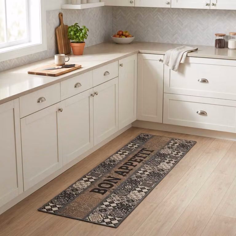 Tappeto da cucina vidaXL grigio moderno, lavabile e antiscivolo, L: 150 cm, P: 45 cm