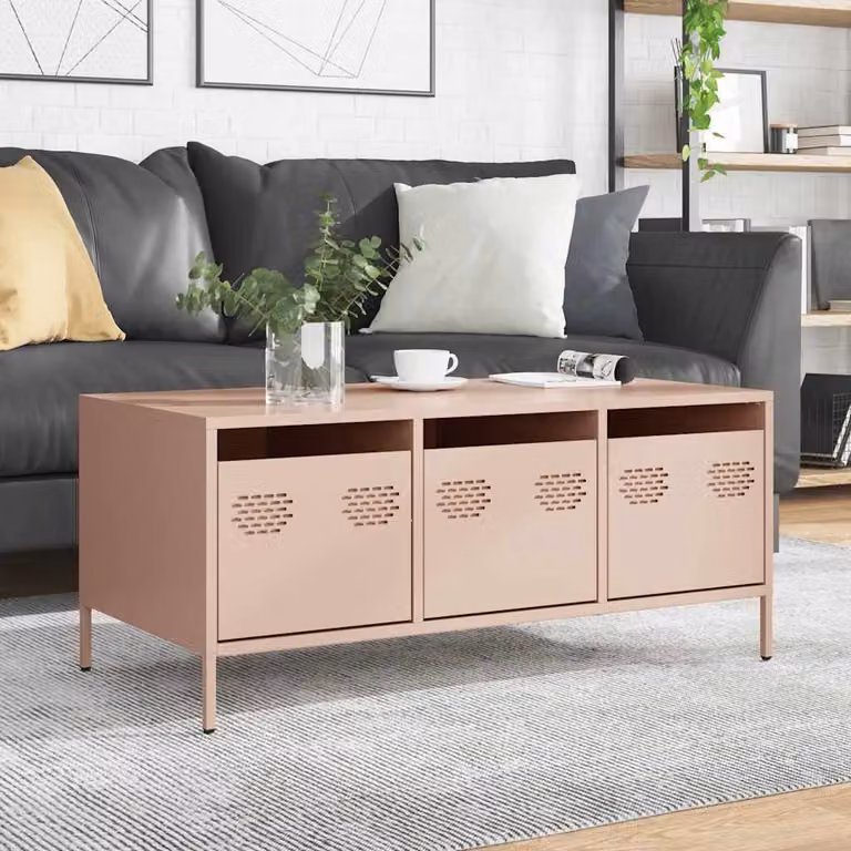 Maison Exclusive - Tavolino Rosa 101,5x50x43,5 cm Acciaio laminato a freddo