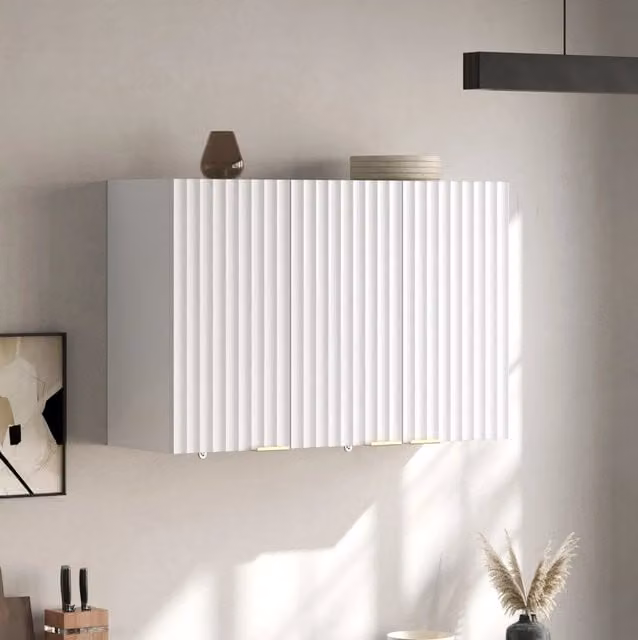 Armadio a muro da cucina con 3 ante in MDF, 90×29×60 cm, per soggiorno, bagno e lavanderia