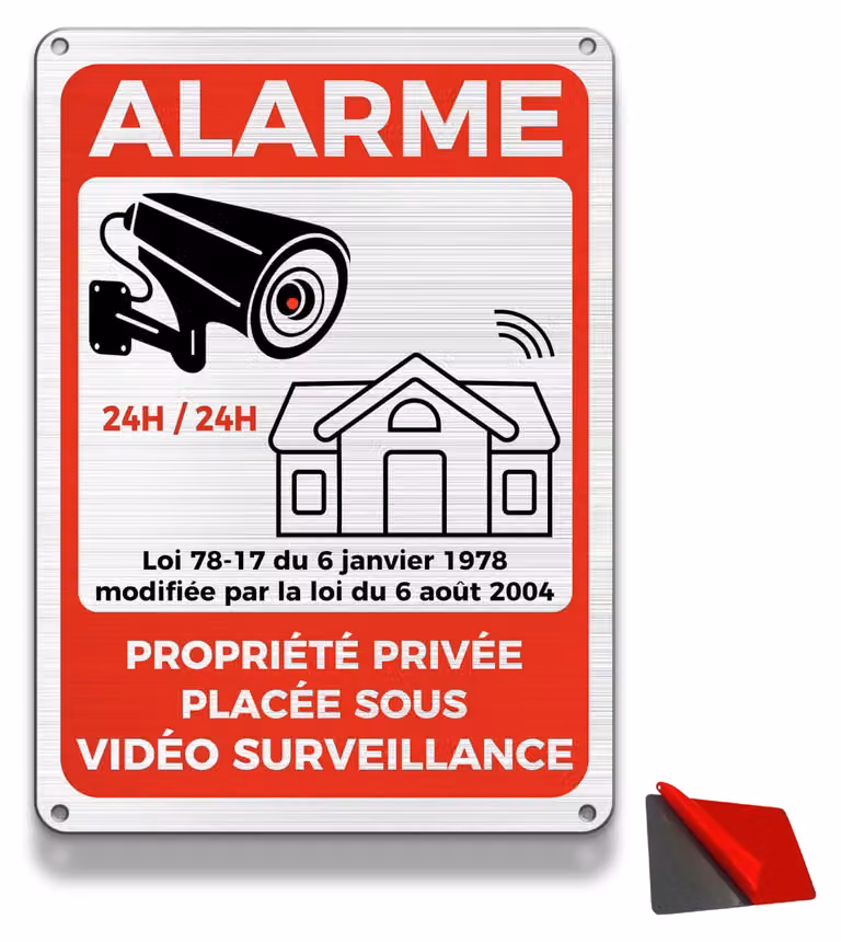 Pannello per telecamera in alluminio - Sistema di videosorveglianza di proprietà privata - 22 x 15 cm