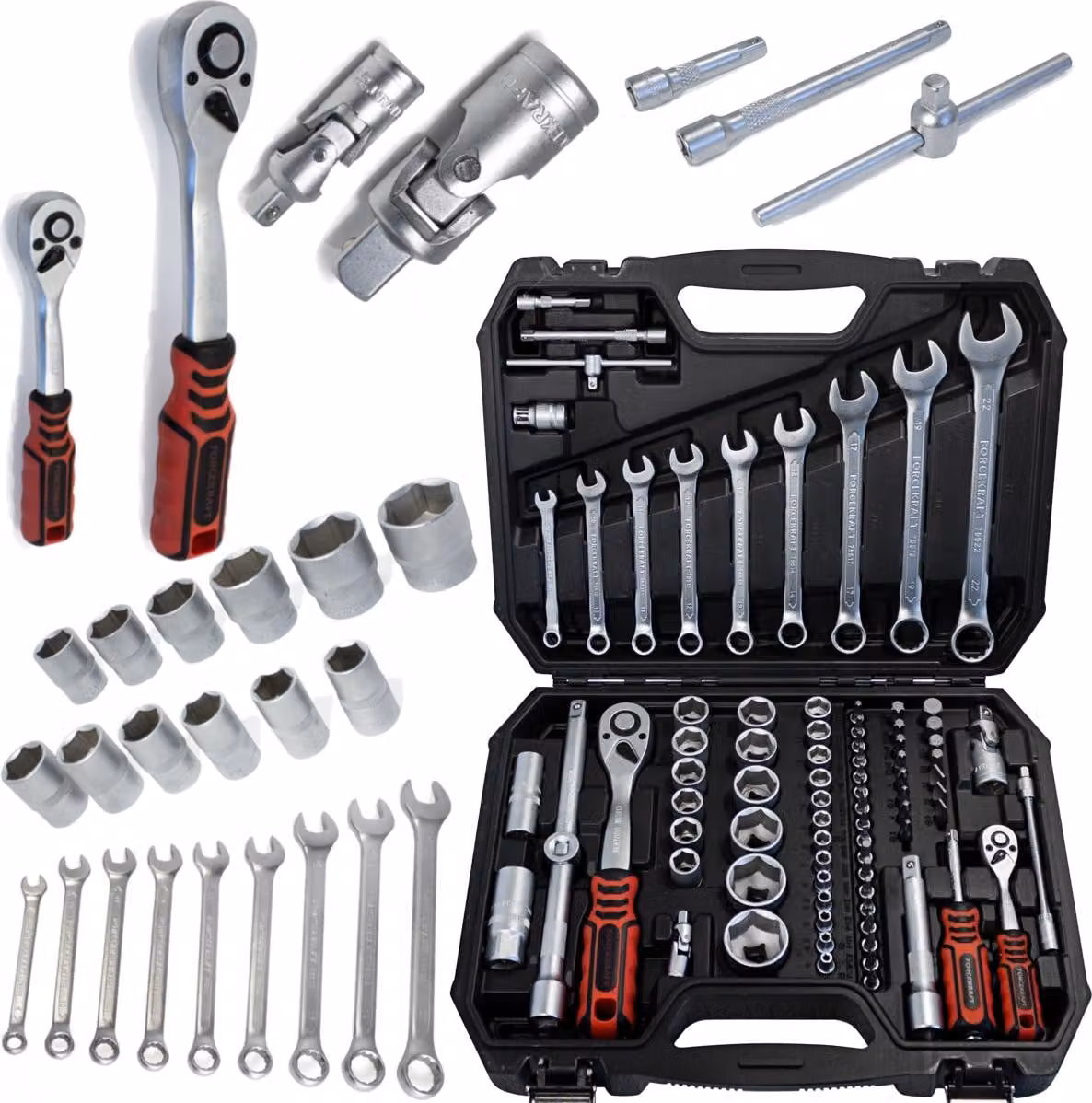 Set di utensili chiavi bussole punte 82 pezzi valigetta