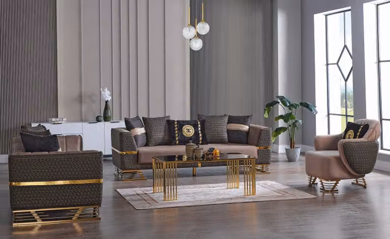 Designer Sofagarnitur 3+3+1 Sitzer Couch Polster Sitzgarnitur Set