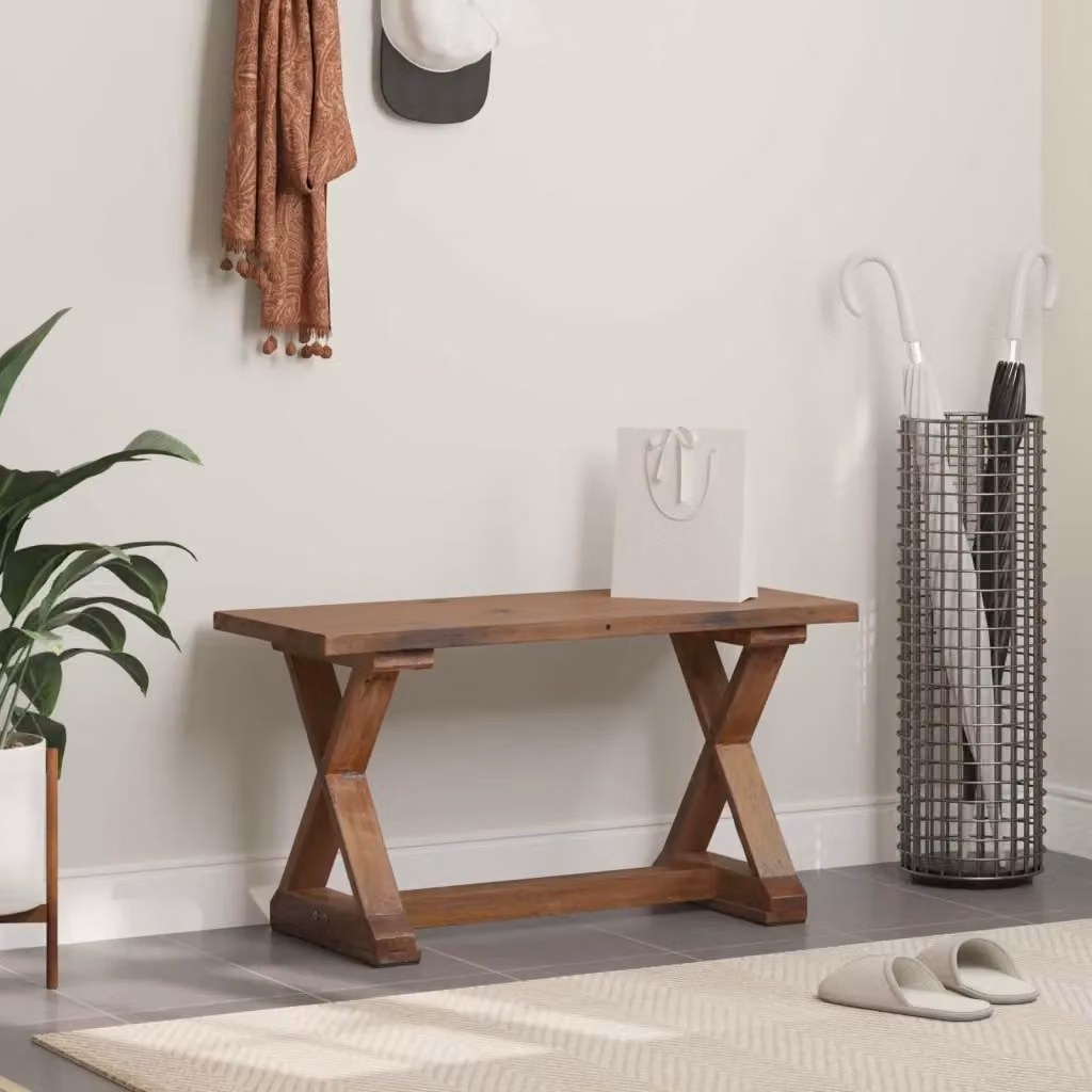 Panchina in legno massello di recupero Naturale DESIGN IN L: 85 cm, P: 35 cm, H: 46 cm – 2