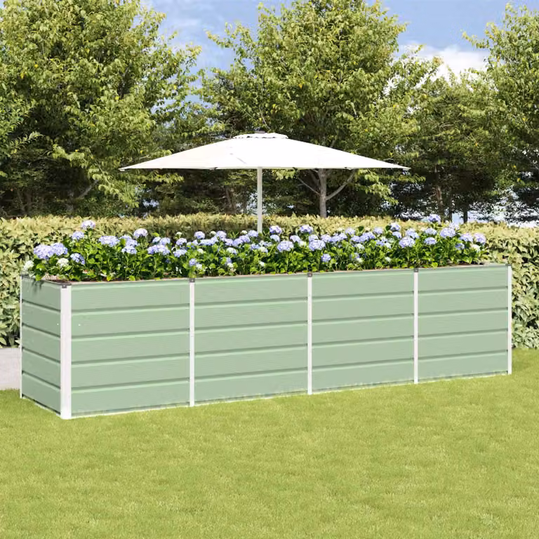 Fioriera verde vidaXL in acciaio e plastica L: 320 cm, P: 80 cm, H: 75 cm