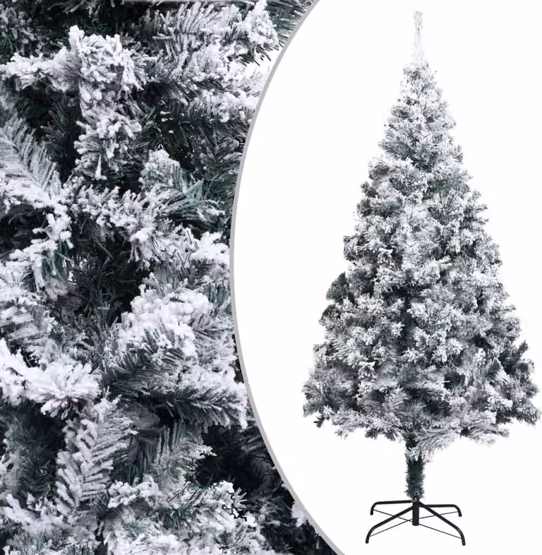 The Living Store Albero di Natale artificiale con neve verde 180 cm in PVC