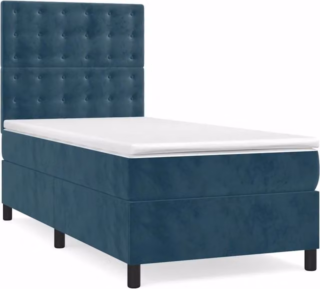 Letto singolo | Letto per adulti | Giroletto a Molle con Materasso Blu Scuro 80x200 cm in Velluto