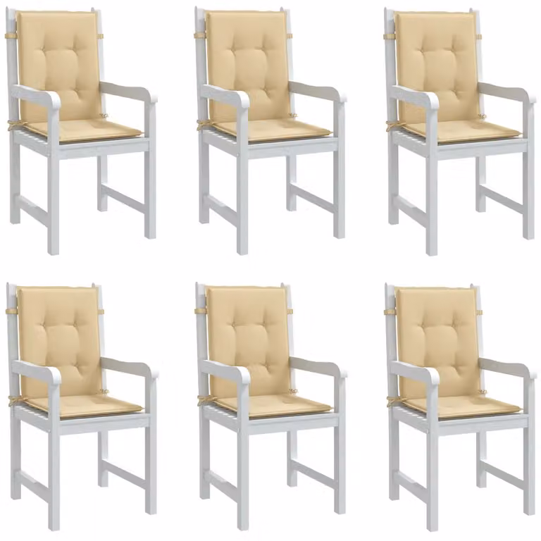 Set di 6 cuscini per sedia vidaXL in tessuto beige mélange, resistenti ai raggi UV e antiscivolo, L 100 cm x P 50 cm x H 4 cm