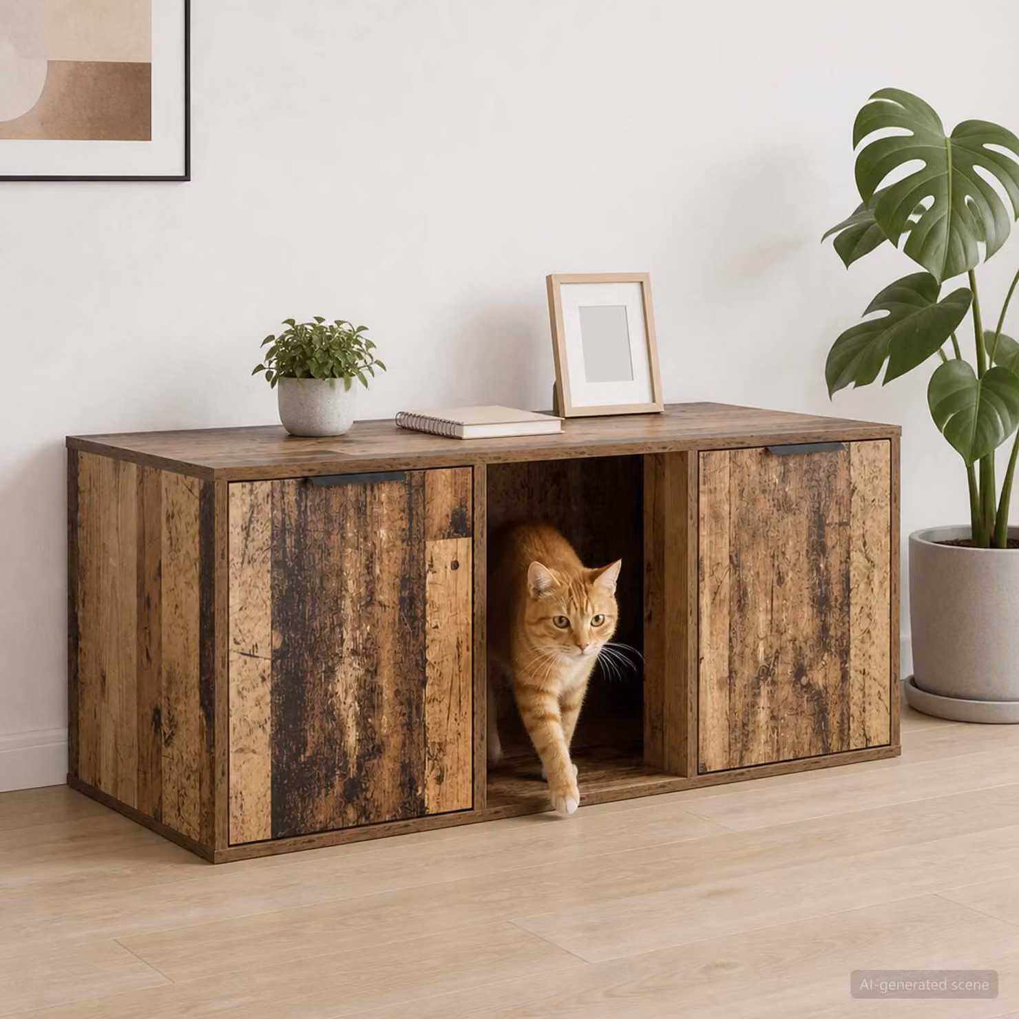 Mobile per gatti vidaXL in legno color marrone antico L 100 x P 49 x H 45 cm